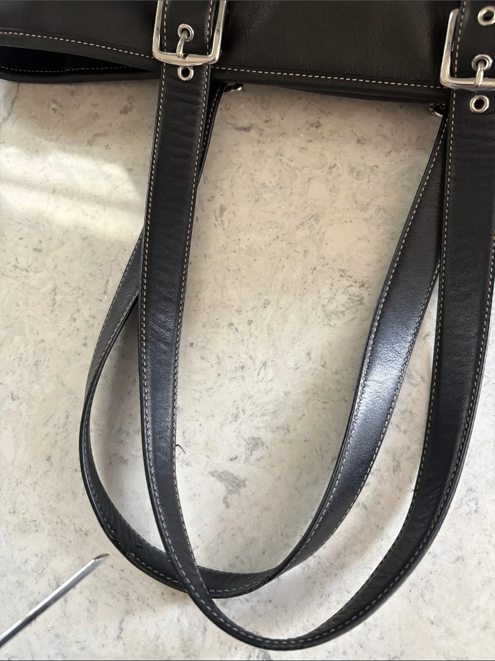 Coach Y2K Hampton black leather carryall Tote 6491 ~EXCELLENT